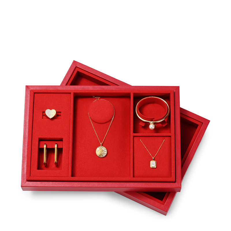 FANXInewarrivalredcolourPUleatherjewelrystorageboxwithredmicrofiberinside