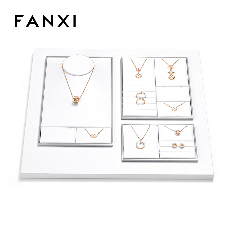 TT263-FANXIfactorywhitePUleatherjewelryexhibitorswithmetalstructure-2