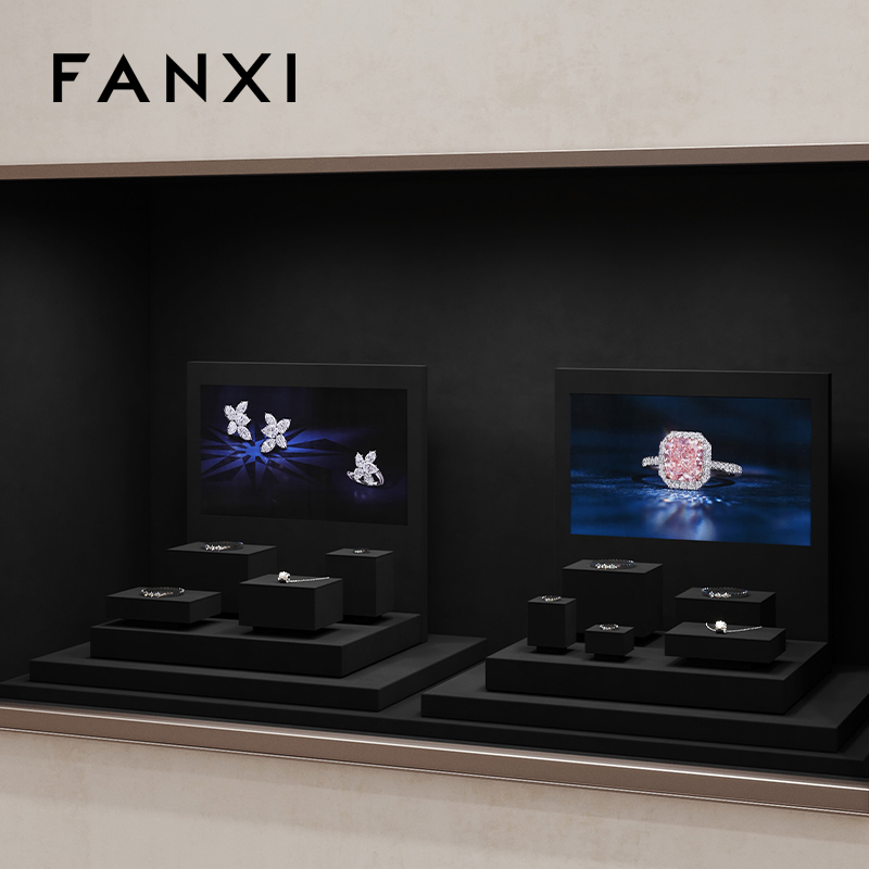 TT254-FANXIfashionblackmicrofiberjewelryringdisplaypresentationstand-2