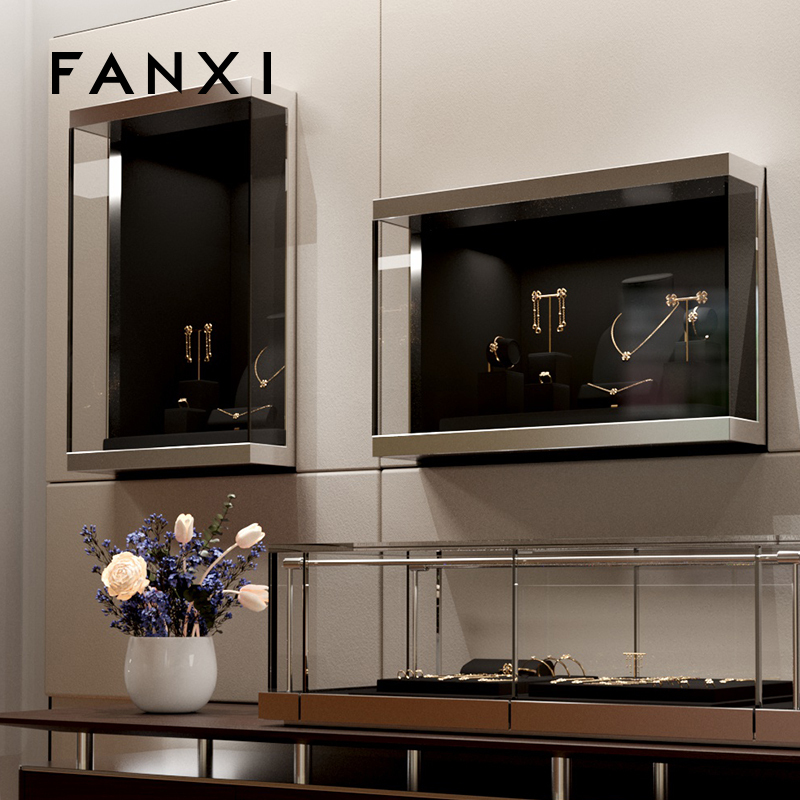 TT192-FANXIhighqualitymetalstructurejewelryexhibitorwithblackmicrofiber-1