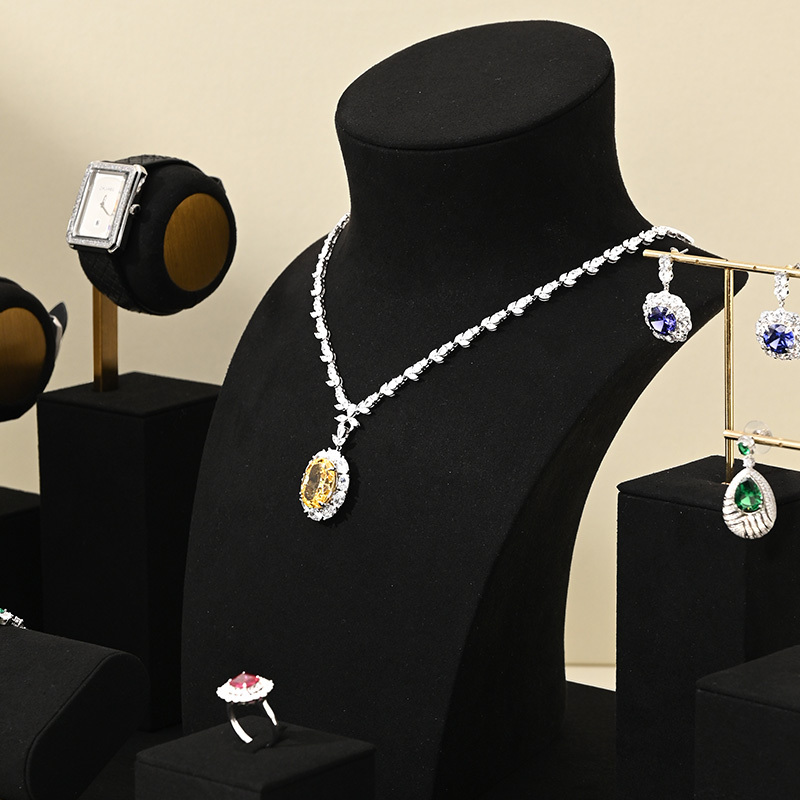 TT192-FANXIhighqualitymetalstructurejewelryexhibitorwithblackmicrofiber-5