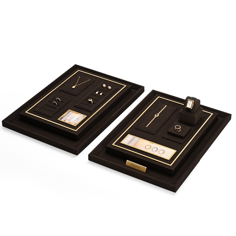 FANXIhighendfashionbrownmicrofiberjewelryholderwithmetalframe-1