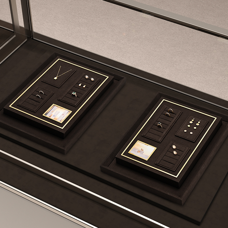 FANXIhighendfashionbrownmicrofiberjewelryholderwithmetalframe-2