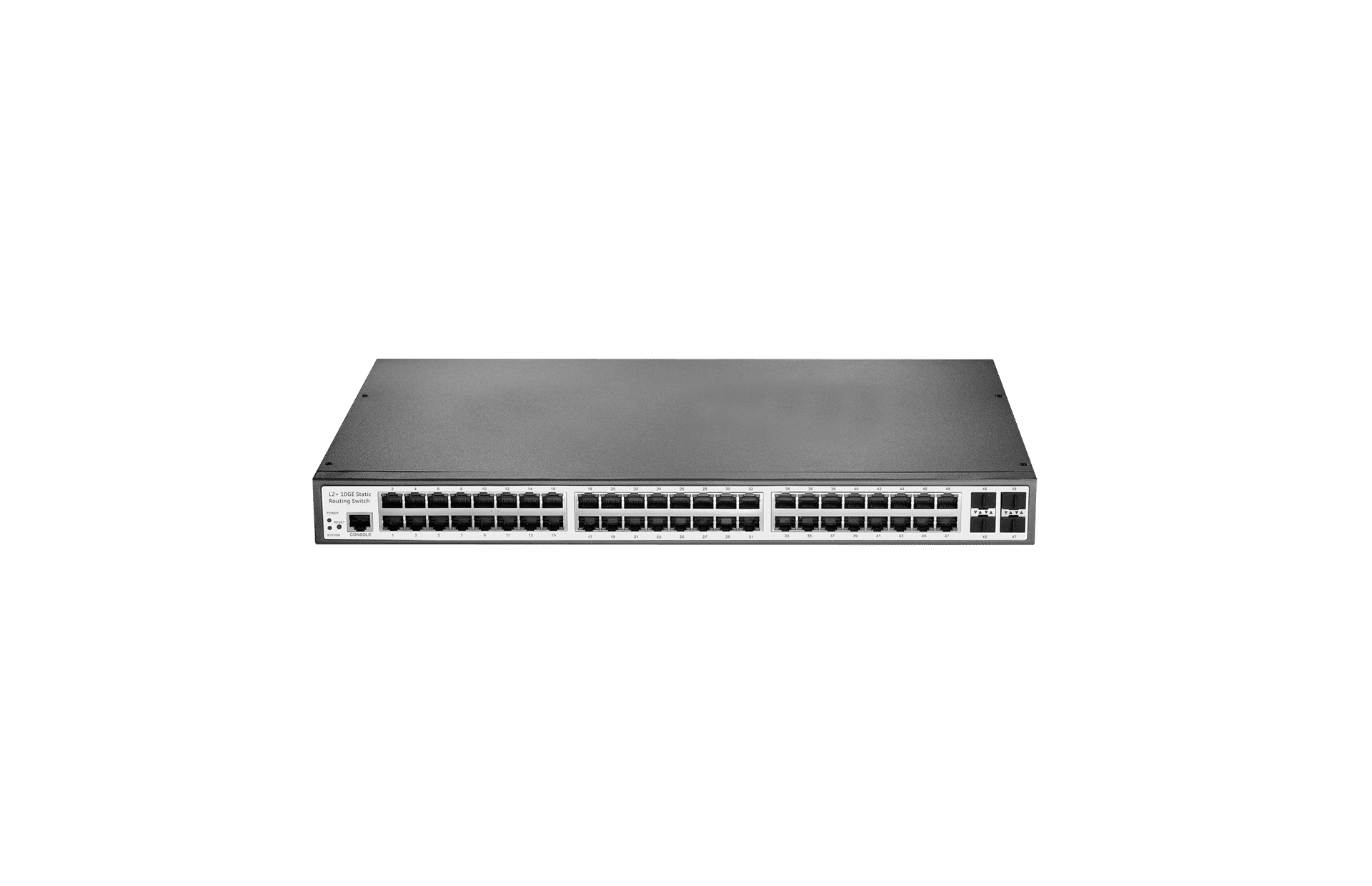 48-Port Layer 2+ 10GE Static Routing Switch with 4 Gigabit Combo 