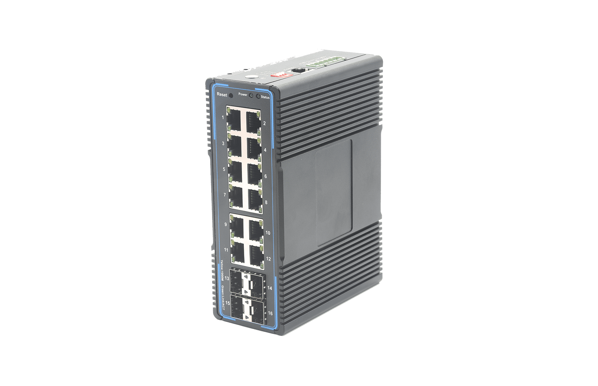 12 Ports 10/100/1000Mbps RJ45 and 4 Gigabit SFP Managed Industrial Switch