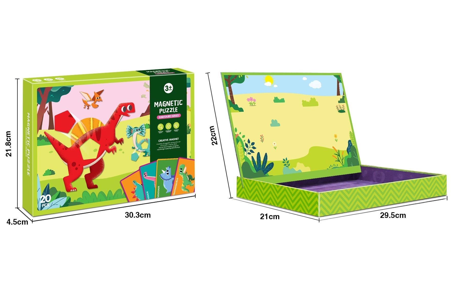 Janod Magnetibook Dinosaurus puzzle magnétique