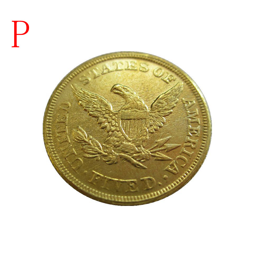 USA 1875 P, CC, S, $5 Gold-plated (Half Eagles) Liberty Head Coin Copy