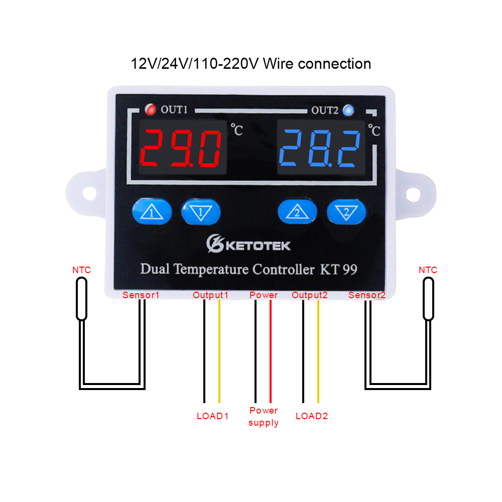 KETOTEK Temperaturregler 230V mit Fühler KT1000, Digitale
