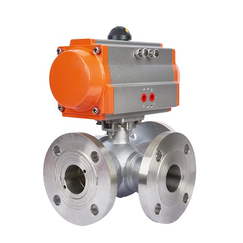 Pneumatic Three-way Stainless Steel Flange Ball Valve-Dongguan Ju tai ...