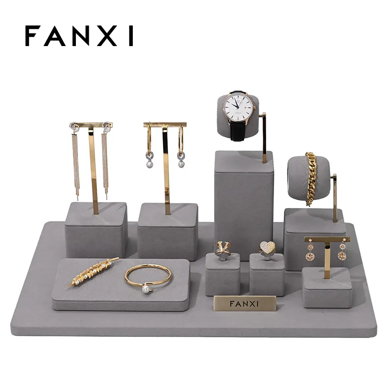 FANXIgraymicrofiberjewelrydisplaysetwithmeta-4