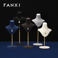 FANXIluxurymetalbasejewelrydisplaymannequinwithmicrofiber-6