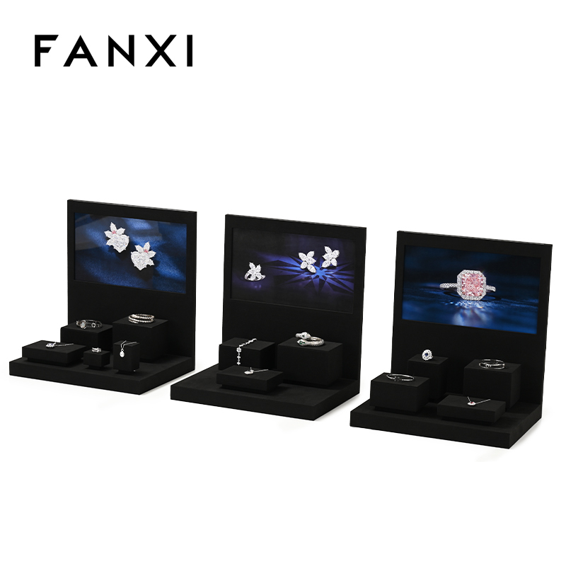 TT254-FANXIfashionblackmicrofiberjewelryringdisplaypresentationstand-4