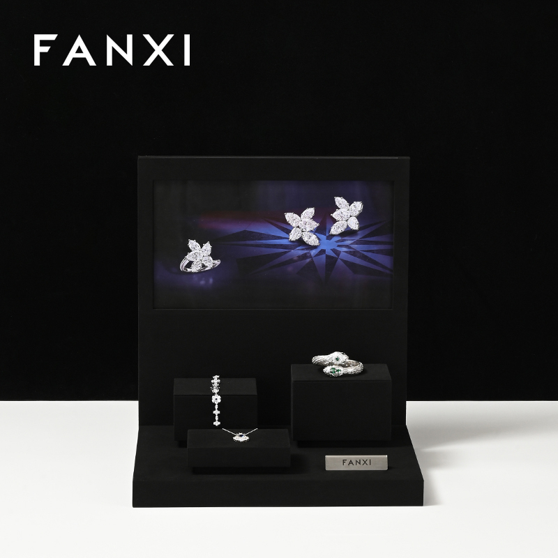 TT254-FANXIfashionblackmicrofiberjewelryringdisplaypresentationstand-7