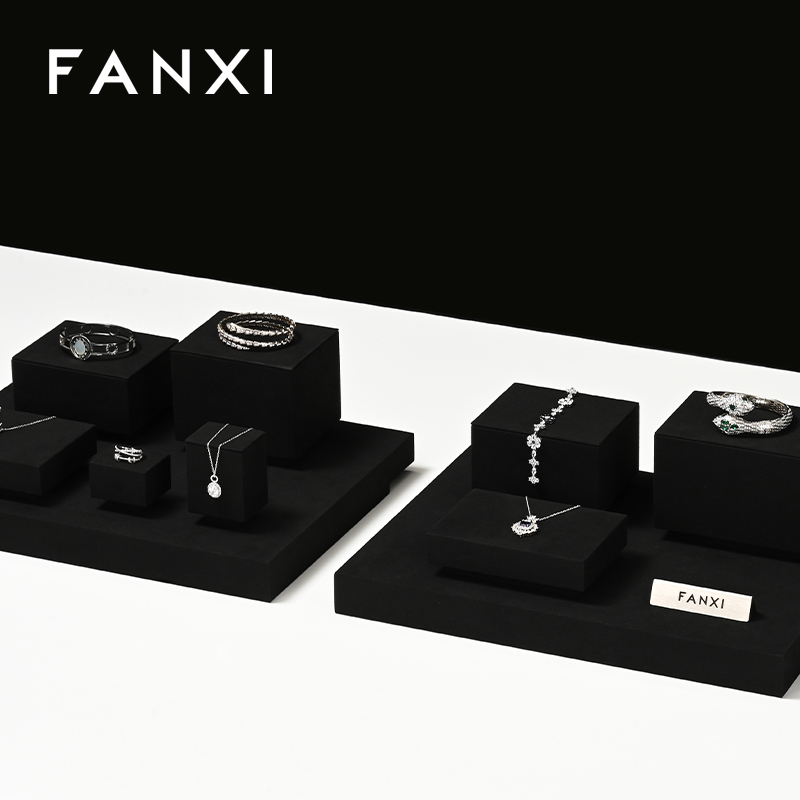 TT254-FANXIfashionblackmicrofiberjewelryringdisplaypresentationstand