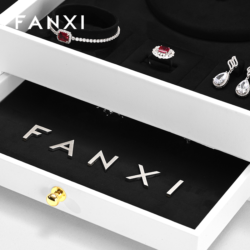 H154-FANXIhighqualitywhiteleatherjewelryboxwithlogo-2