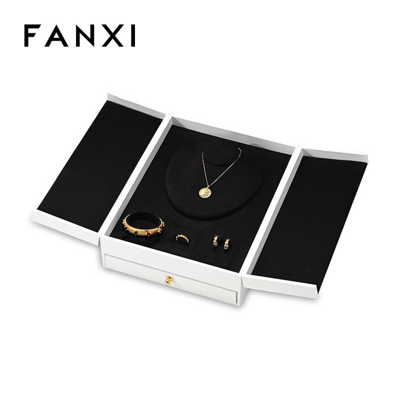 H154-FANXIhighqualitywhiteleatherjewelryboxwithlogo-4