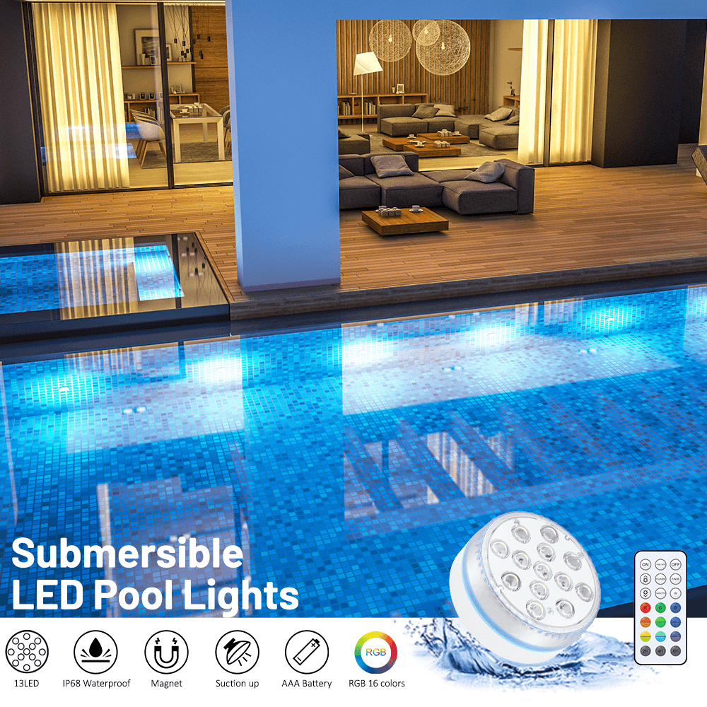 LED Garden Decor Light for Above Ground Pool,Submersible Led Pool Light,  Waterproof Bathtub Light with 16 Colors for Fish Tank,Vase,Pool,Fountain,  Party (2 Pack) 