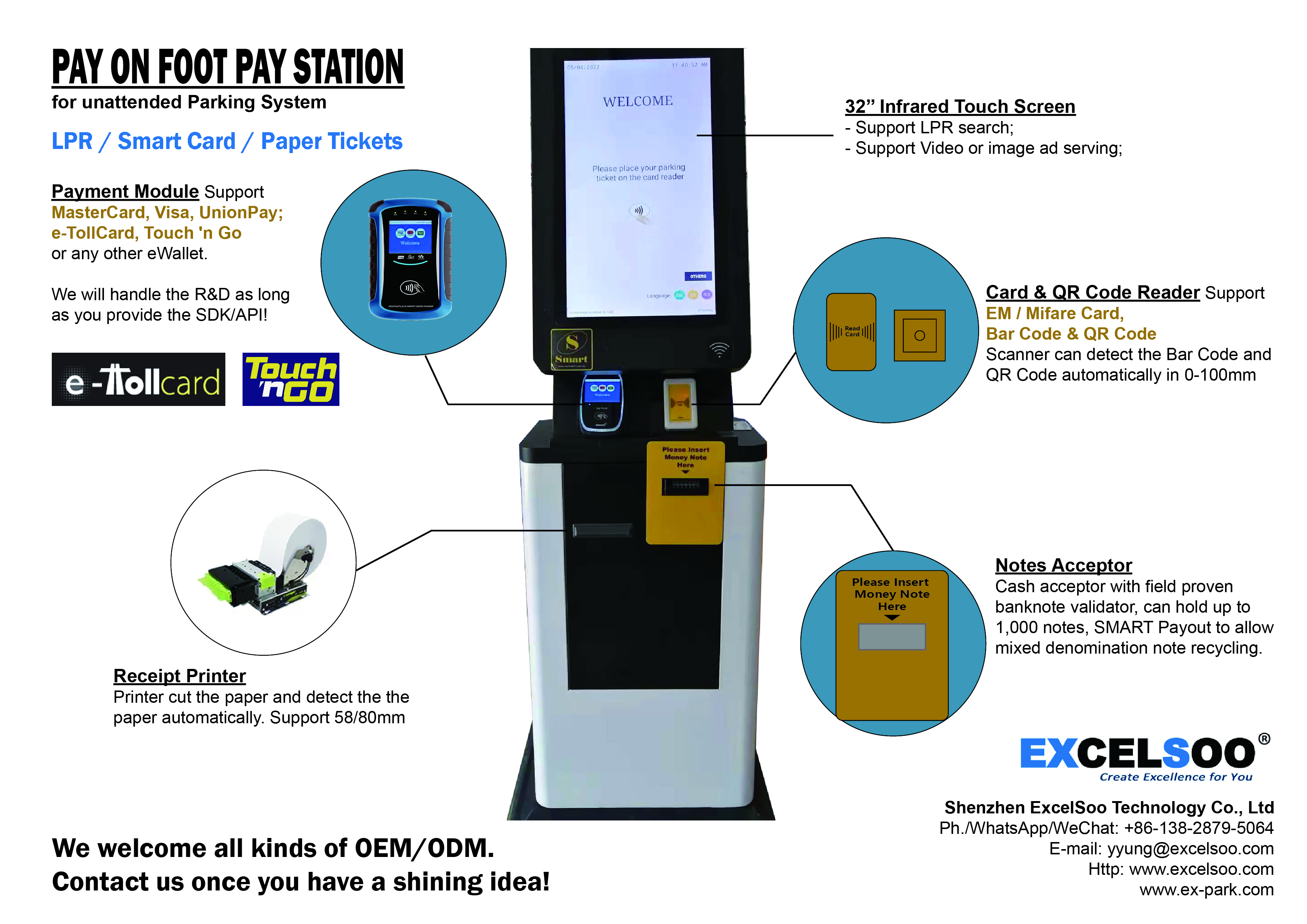 Pay on Foot AutoPay Station for Parking System APS-E6