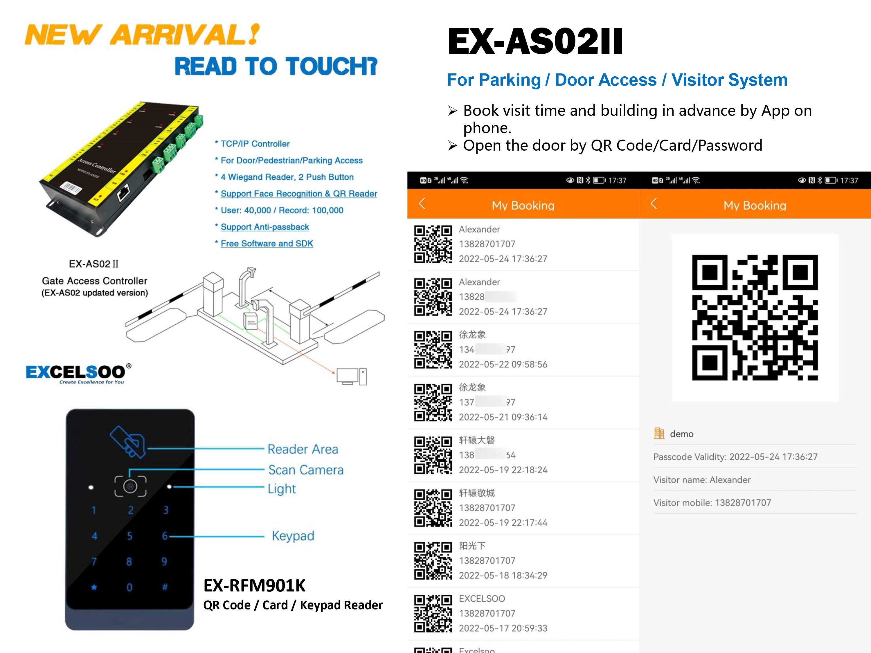 EX-AS02II Access Controller For Parking Door Access Visitor System from Excelsoo