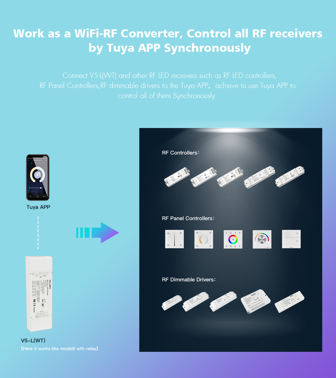 DC12-48V Alexa WiFi APP Controlled RF SPI UFO LED Controller