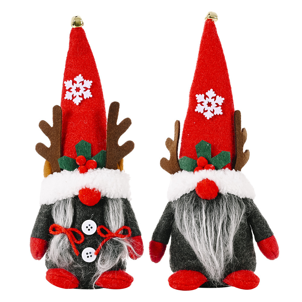 豪贝新款圣诞节装饰品创意鹿角侏儒摆件无脸娃娃摆件森林老人公仔-阿里巴巴-主图_005
