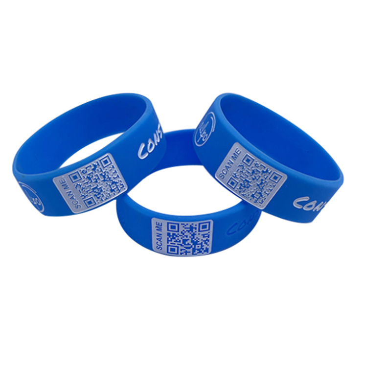 Wide 25mm 20mm 1 inch QR code silicone bracelet blue eco-friendly silicone  1 wristband-JIAXING WINTOP IMP.&EXP. CO.,LTD.