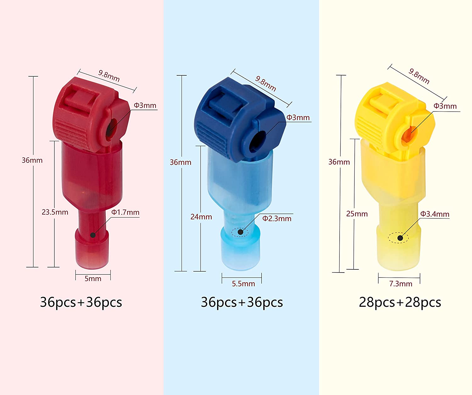 Ginsco Pcs Pairs Quick Splice Wire Terminals T Tap Self Stripping With Nylon Fully