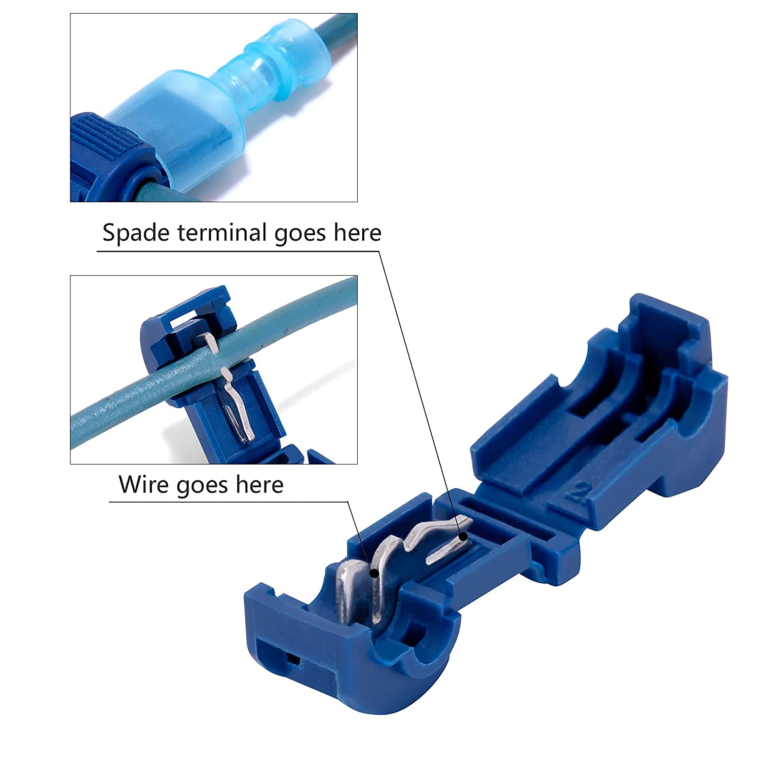 Ginsco Pcs Pairs Quick Splice Wire Terminals T Tap Self Stripping With Nylon Fully