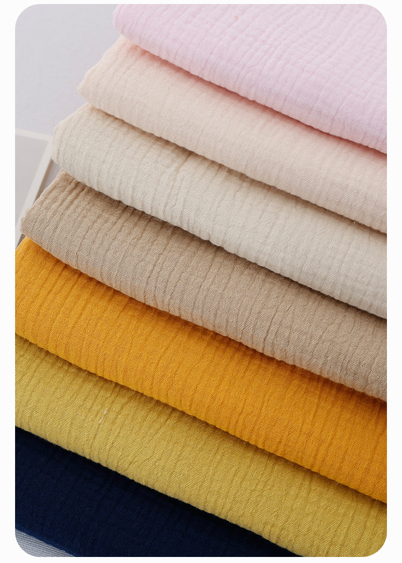 100% Organic Cotton Crinkle Crepe Fabric 2 Layers Plain Dyed White Solid Colors Double Gauze Muslin Fabric for Baby Swaddle Blanket Sleep Wear - View 3