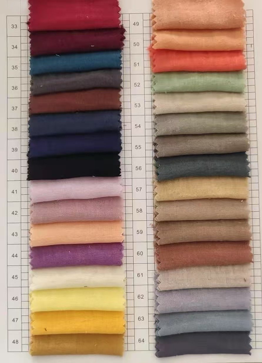 100% Organic Cotton Crinkle Crepe Fabric 2 Layers Plain Dyed White Solid Colors Double Gauze Muslin Fabric for Baby Swaddle Blanket Sleep Wear - View 7