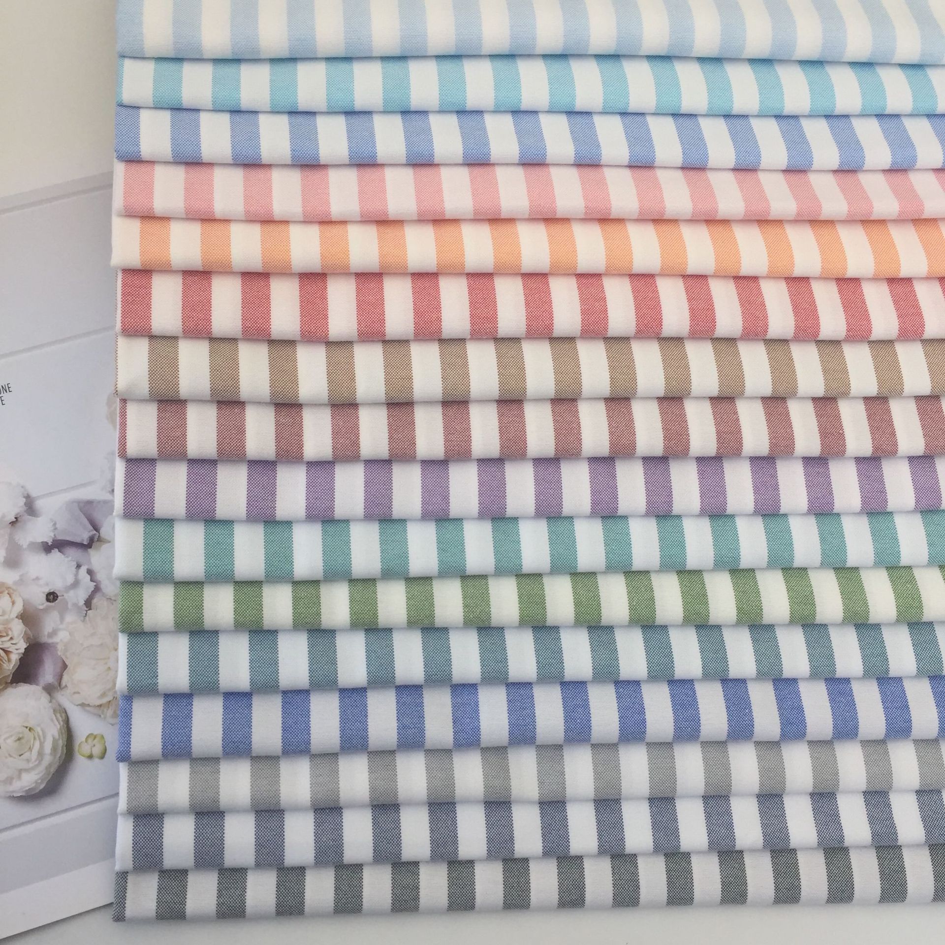 60% Cotton40%Polyester Plain Oxford Fabric 165 GSM Oxford fabric Strip Wrinkle resistant classic shirt fabric - View 4