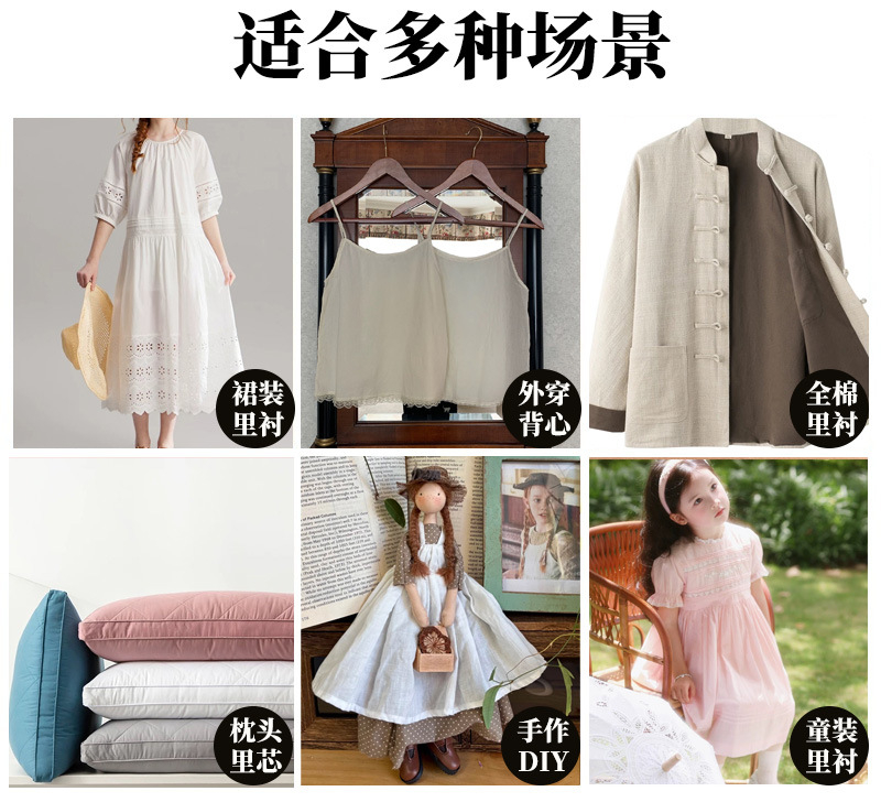 100% Organic Cotton 80GSM 60S Plain Fabric for Lining Children's Shirt Dress Casual Clothing - View 11