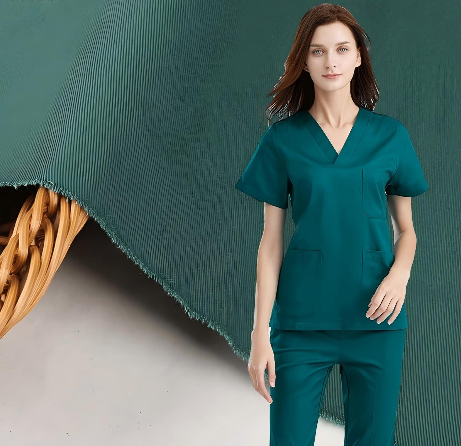 92%Recycled Polyester7%Organic Cotton1%Carbon conductive filament Anti-static yarn 32*32 166*102 220 GSM Twill Fabric for Premium Medical Scrubs Healthcare Uniforms - View 5