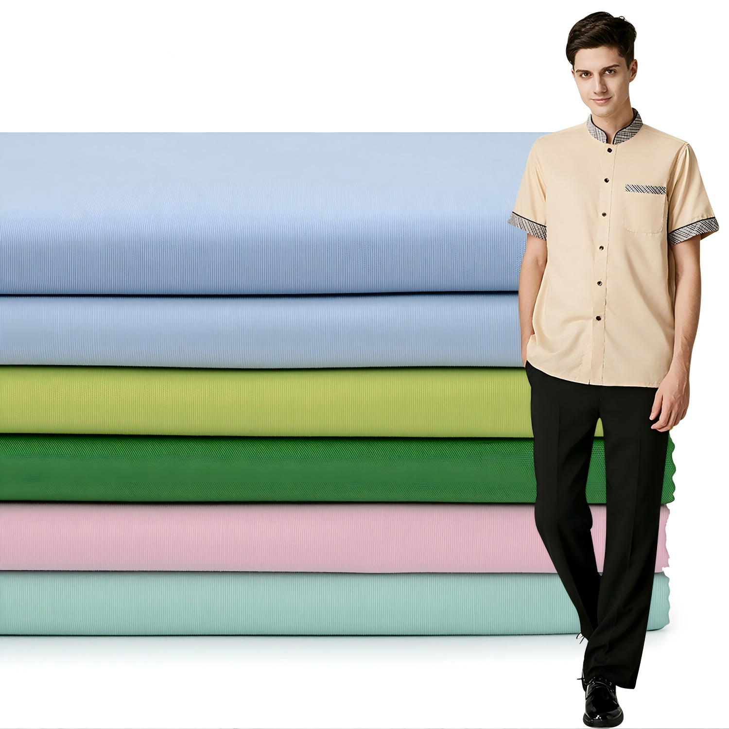 20% Cotton 80% Polyester Poplin Fabric 118 GSM, Ultra-Soft, Anti-Wrinkle, Premium Woven Shirt Material Easy-Care & Eco-Efficient