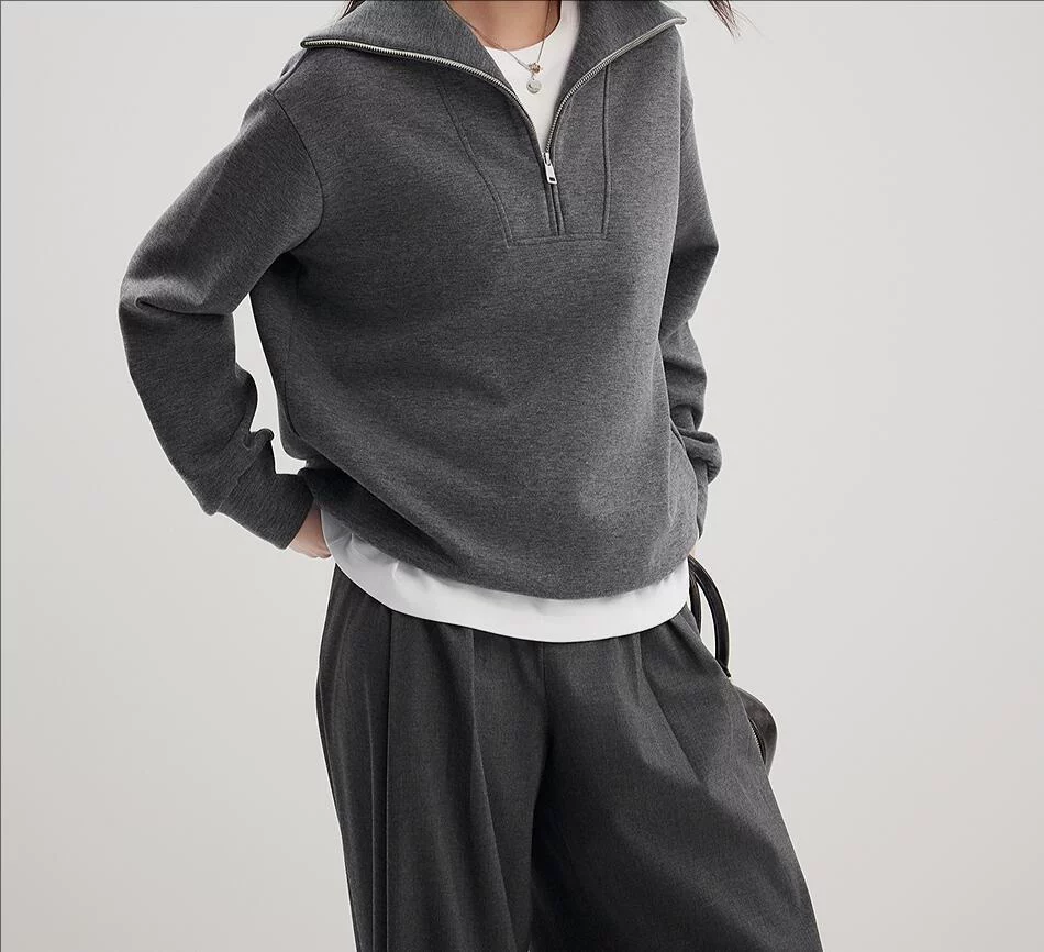Merino Mixed Fabric 380 GSM Soft Warm Brushed Wool Air Fleece 35.3% Bamboo / 19% Poly / 16.6% Cotton / 8% Spandex / 2.4% Merino Wool for Hoodies Sweatshirts Sweatpants Sportswear - View 3