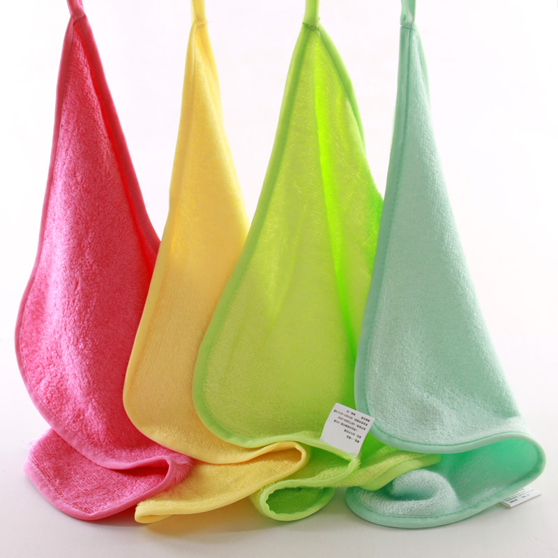 Bamboo cartoon washcloth hand finger tip towels for baby kids child hanging hook towelwww