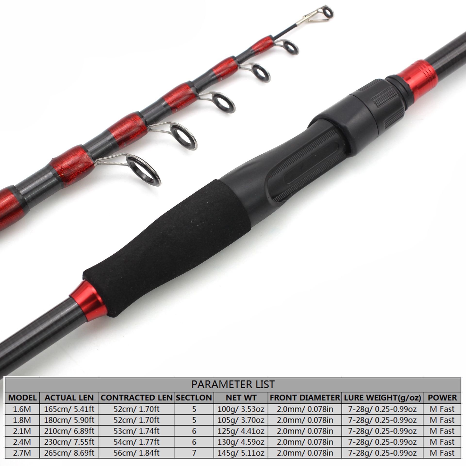 JETSHARK Fishing Rods 1.65/1.8/2.1/2.4/2.7m Super Light Carbon Fiber ...