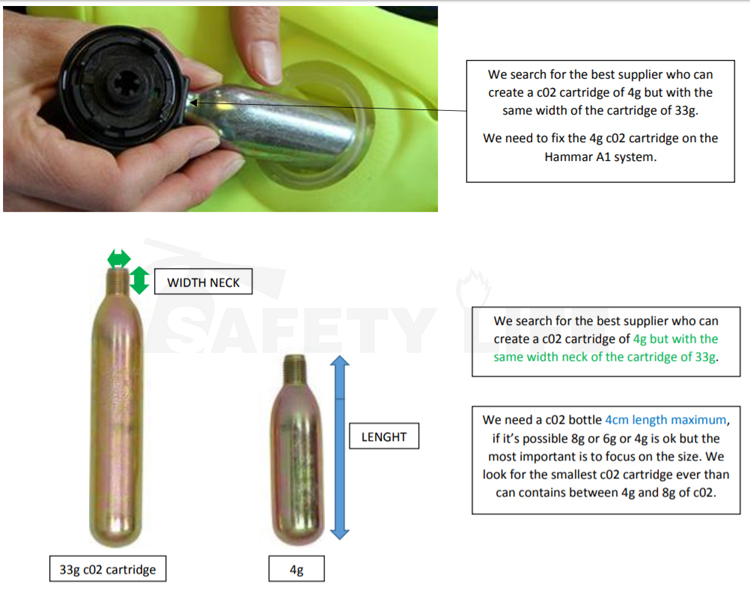 China Factory Co2 Canister With 1/2"20 UNF thread 21CC 30CC Gas Cartridge CylinderSAFETY LIFE