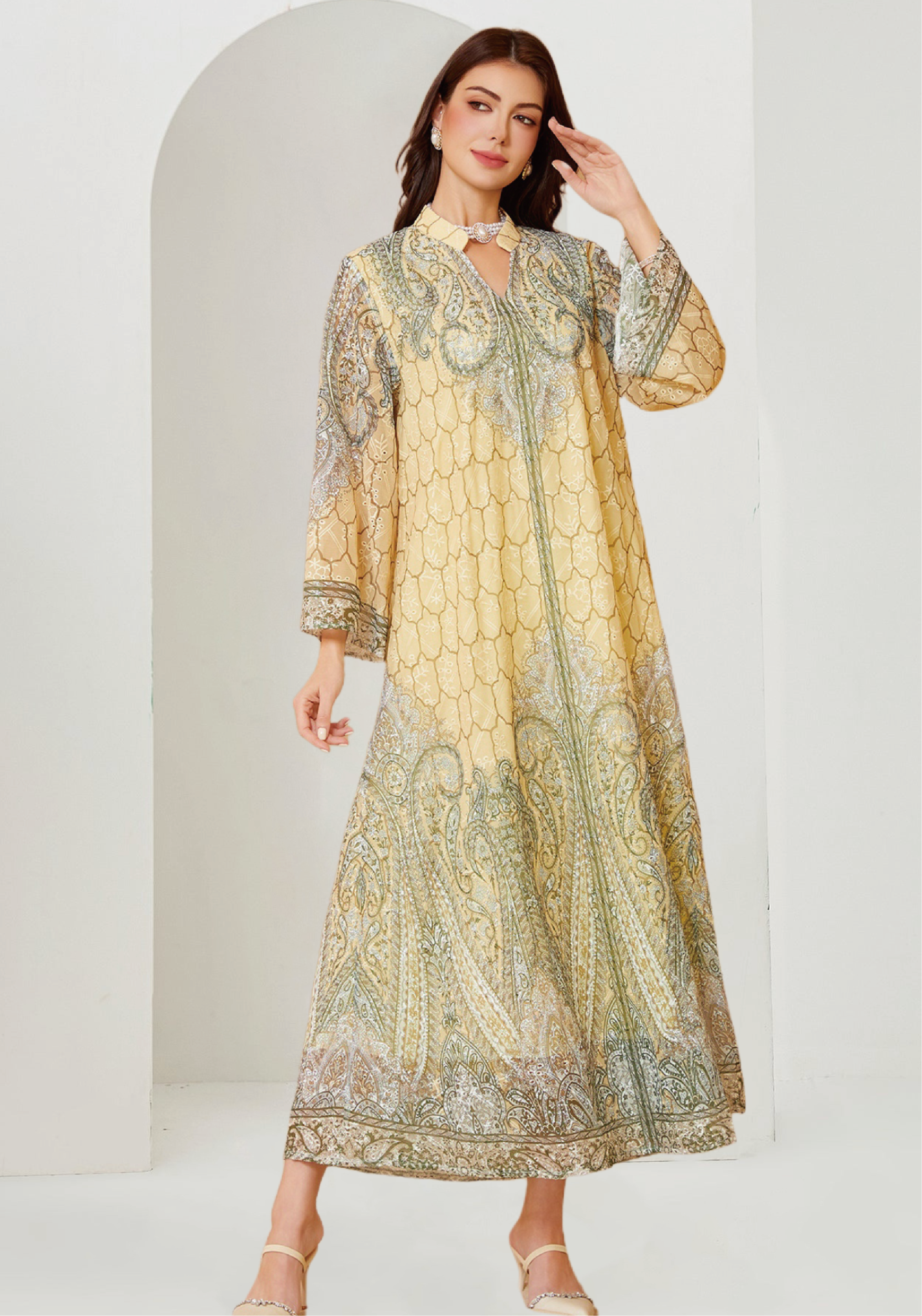 Printed crepe Kaftan