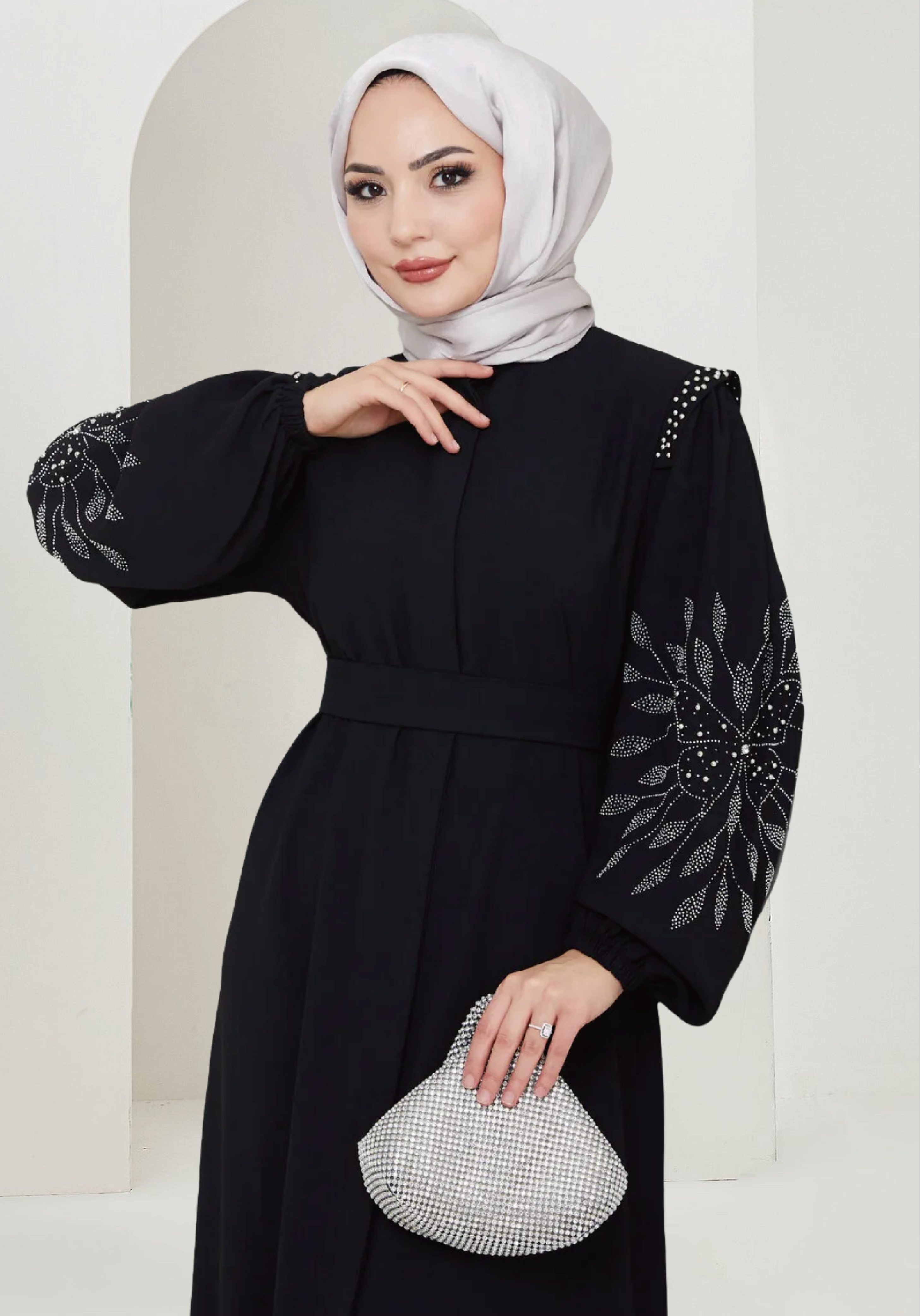 Rhinestone Application Abaya