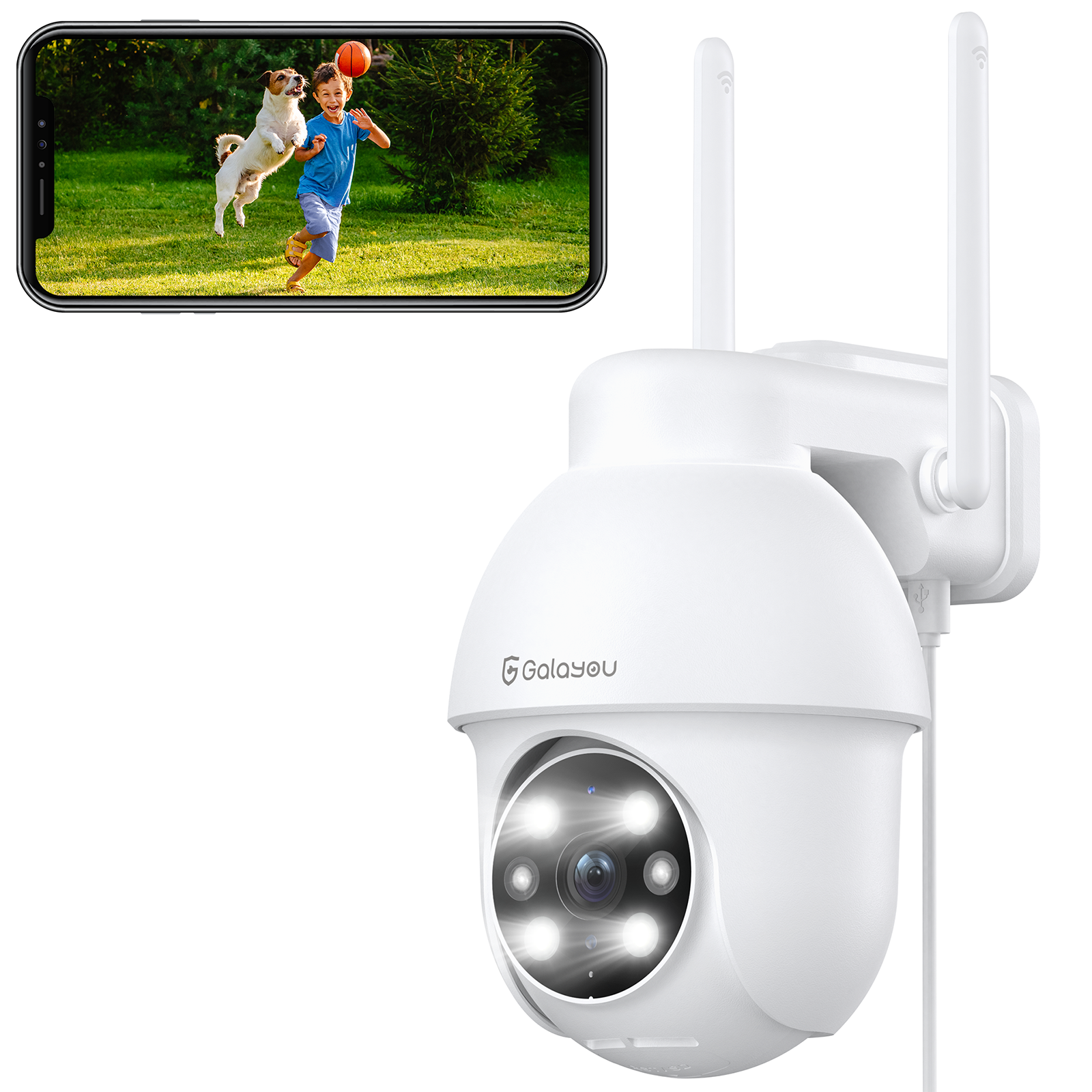 wansview Security Camera Outdoor, 1080P Pan-Tilt 360° Surveillance  Waterproof WiFi Camera, Night Vision, 2-Way Audio, Smart Siren, SD Card  Storage