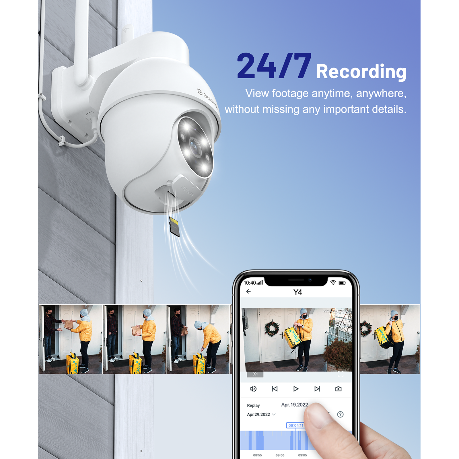 Galayou Network Camera White 2K 3-Megapixel 24-Hour Recording for
