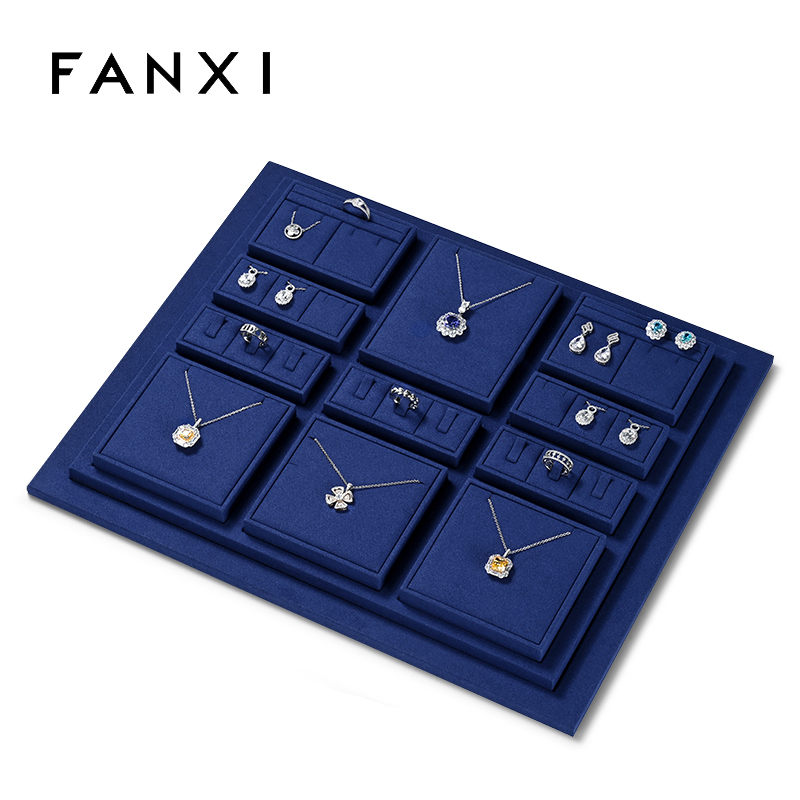 TT270-FANXIluxurywoodenjewelrydisplaysetwithbluemicrofiber-5