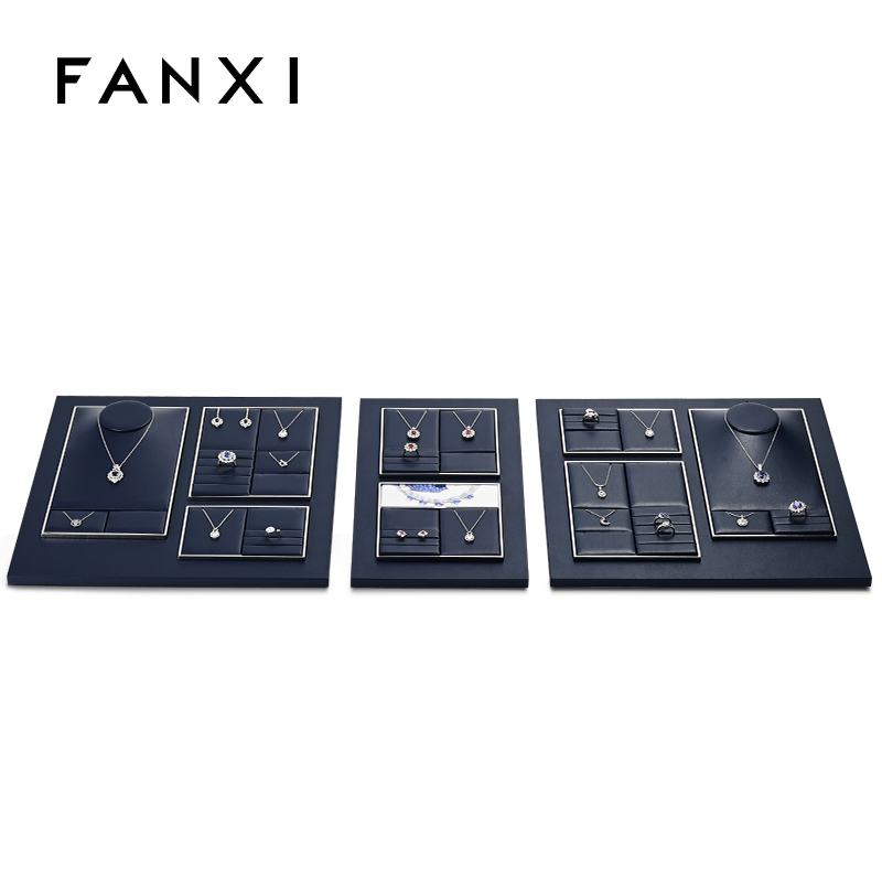 TT262-FANXIfashiondarknavybluePUleatherjewellerydisplaystand-2