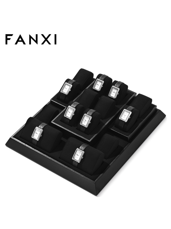 PU106-FANXIhighqualityluxuryblackmicrofiberjewelrydisplaystand-4