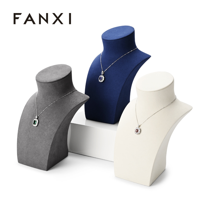 RX068-FANXIluxuryleatherandmicrofibernecklacedisplaybustdisplaystands-2