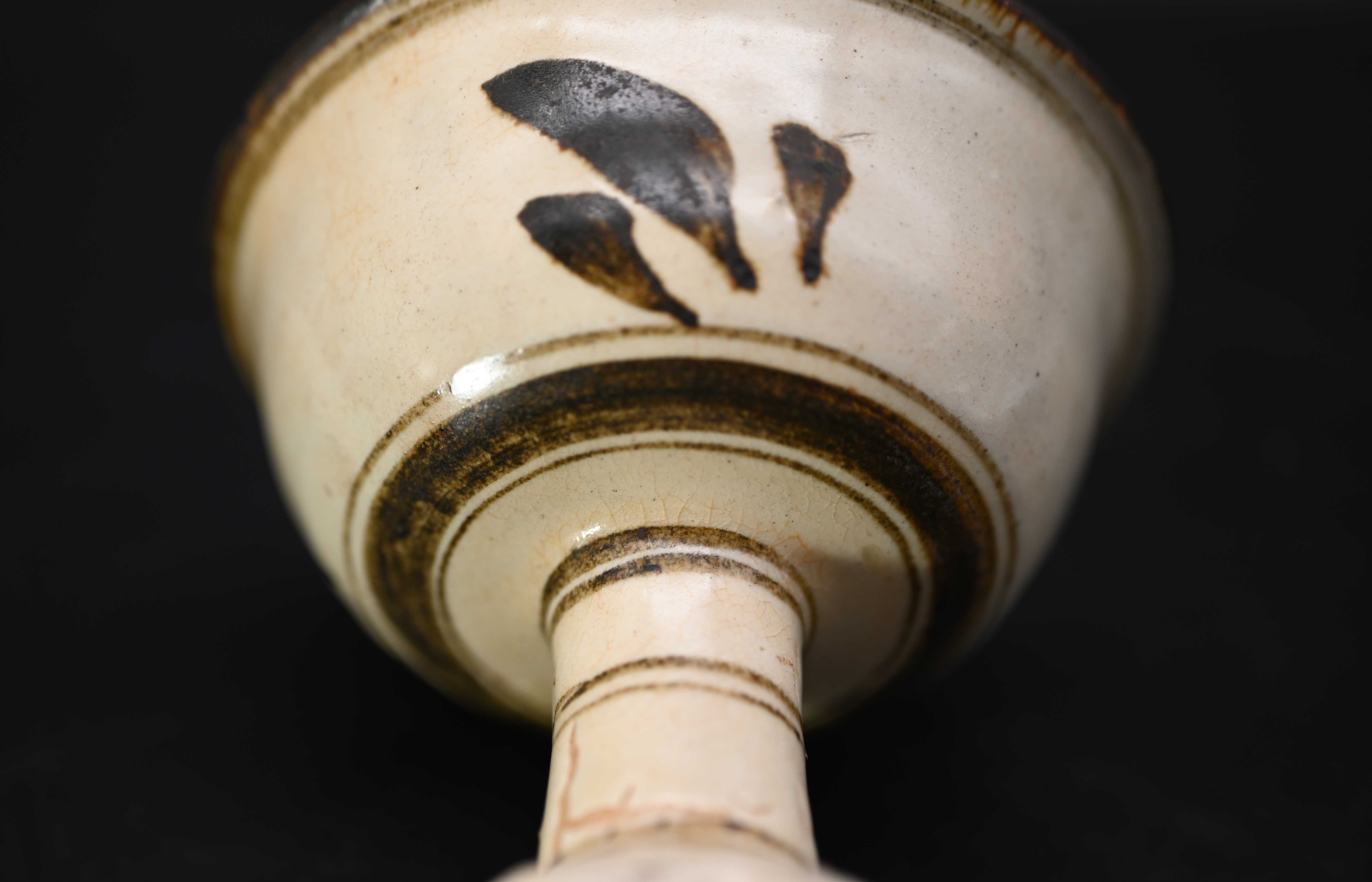 磁州窑白釉褐彩"沽"字高足杯-株洲市艺术收藏家协会官网