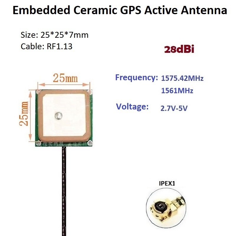 28dbi Gps Active Antenna Beidou Built In Ceramic Antenna Dual Mode Patch Antenna Ipex Ipx 2469