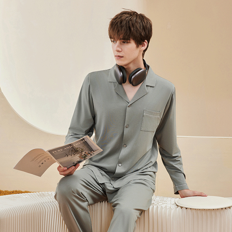 Super Soft Modal Cotton Pajama Set V-Neck Collar Lightweight Breathable Anti-Bacterial Eco-Friendly Loungewear For Autumn - View 8