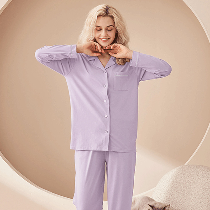 Super Soft Modal Cotton Pajama Set V-Neck Collar Lightweight Breathable Anti-Bacterial Eco-Friendly Loungewear For Autumn - View 5